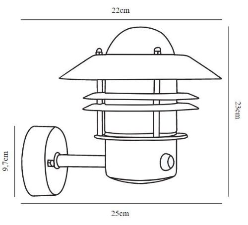 Nordlux Blokhus Up Sensor Havelampe Væg H: 23 cm - Galvaniseret Stål OUTLET