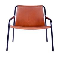 Billede af OX Denmarq SEPTEMBER Chair Lænestol H: 70 cm - Black Powder Coated Steel/Cognac