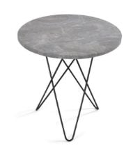 Billede af OX Denmarq MINI O Table Ø: 40 cm - Black Powder Coated Steel/Grey Marble