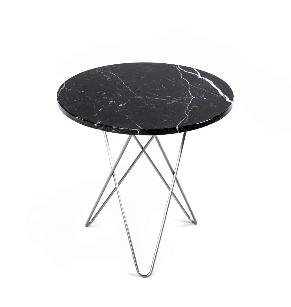 Billede af OX Denmarq MINI O Table Ø: 40 cm - Stainless Steel/Black Marquina Marble