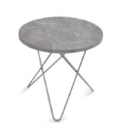 Billede af OX Denmarq MINI O Table Ø: 40 cm - Stainless Steel/Grey Marble