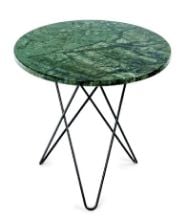 Billede af OX Denmarq MINI O Table Tall Ø: 50 cm - Black Powder Coated Steel/Green Indio Marble