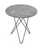 Billede af OX Denmarq MINI O Table Tall Ø: 50 cm - Black Powder Coated Steel/Grey Marble