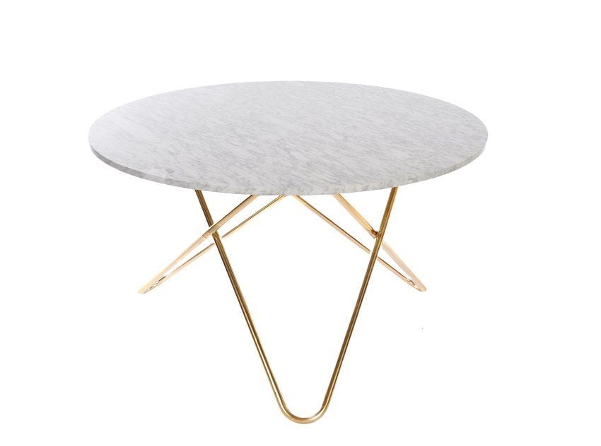Billede af OX Denmarq BIG O Table Spisebord Ø: 120 cm - Brass/White Carrara Marble