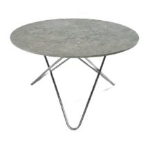 Billede af OX Denmarq BIG O Table Spisebord Ø: 120 cm - Stainless Steel/Grey Marble