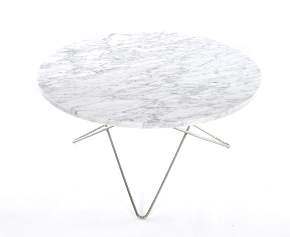 Billede af OX Denmarq O Table Sofabord Ø: 80 cm - Stainless Steel/White Carrara Marble