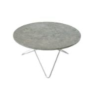 Billede af OX Denmarq O Table Sofabord Ø: 80 cm - Stainless Steel/Grey Marble