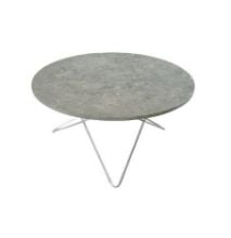 Billede af OX Denmarq O Table Sofabord Ø: 80 cm - Stainless Steel/Grey Marble