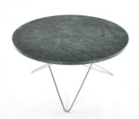 Billede af OX Denmarq O Table Sofabord Ø: 80 cm - Stainless Steel/Green Indio Marble