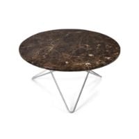 Billede af OX Denmarq O Table Sofabord Ø: 80 cm - Stainless Steel/Brown Emperador Marble