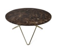 Billede af OX Denmarq O Table Sofabord Ø: 80 cm - Brass/Brown Emperador Marble