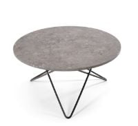 Billede af OX Denmarq O Table Sofabord Ø: 80 cm - Black Powder Coated Steel/Grey Marble
