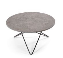 Billede af OX Denmarq O Table Sofabord Ø: 80 cm - Black Powder Coated Steel/Grey Marble