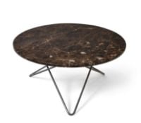 Billede af OX Denmarq O Table Sofabord Ø: 80 cm - Black Powder Coated Steel/Brown Emperador Marble