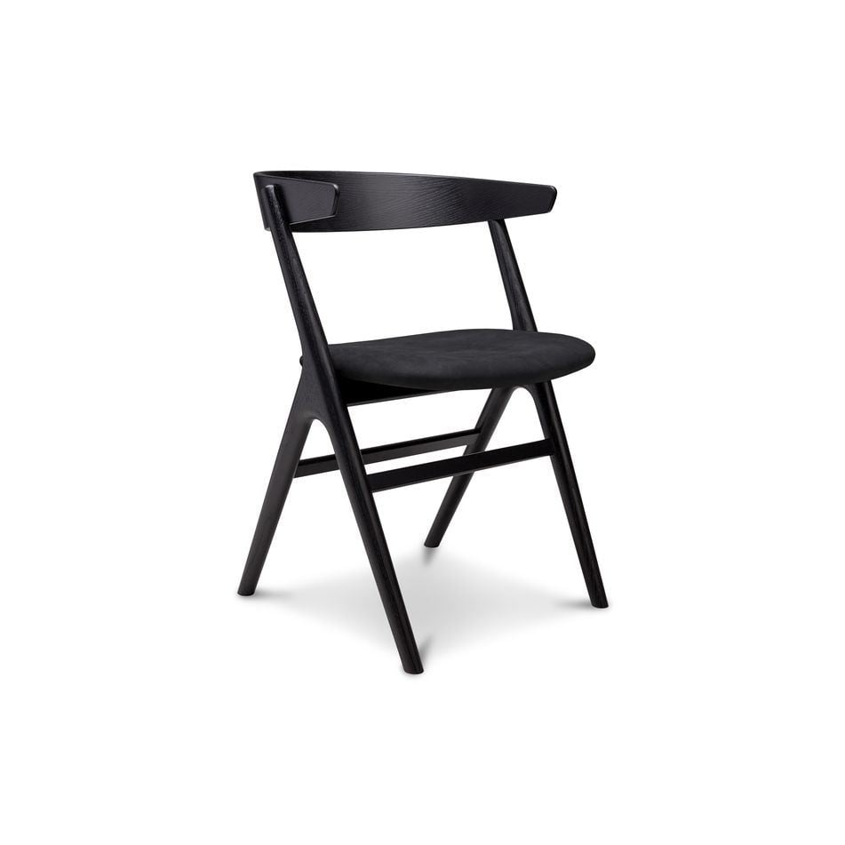 indre pålægge Mechanics Sibast Furniture No 9 Dining Chair SH: 45 - Black Oak/Leather Solid Black  40509