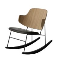 Billede af Audo Copenhagen The Penguin Rocking Chair SH: 42 cm - Natural Oak/Leather Black