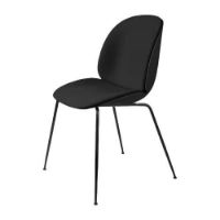 Billede af GUBI Beetle Dining Chair Frontpolstery SH: 43,5 cm - Black GUBI Leather/ Chrome stel 