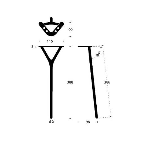 FROST WISHBONE Bordben 8006 H: 38,6 cm - Børstet Sort