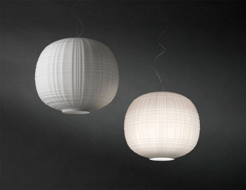 Foscarini Tartan Pendel Ø: 40 cm LED - Hvid