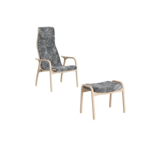Swedese Lamino Lænestol SH: 41 cm inkl. fodskammel - Lakeret Bøg/Scandinavian Grey