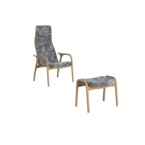 Swedese Lamino Lænestol SH: 41 cm inkl. fodskammel - Olieret Eg/Scandinavian Grey
