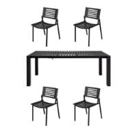Billede af Mindo 111 Dining Table Extension 162x90 cm w. 4 Mindo 112 Chairs - Dark Grey