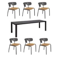 Billede af Mindo 111 Dining Table Extension 263x100 cm w. 6 Mindo 101 Chairs - Dark Grey