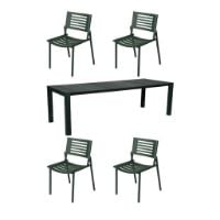 Billede af Mindo 111 Dining Table Extension 162x90 cm w. 4 Mindo 112 Chairs - Dark Green