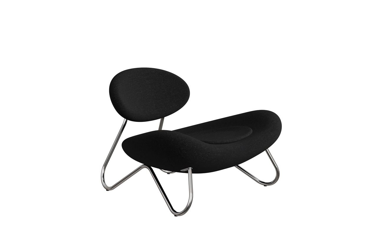 Billede af Woud Meadow Lounge Chair SH: 37 cm - Hallingdal Black/Chrome