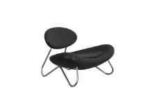 Billede af Woud Meadow Lounge Chair SH: 37 cm - Dunes Leather Black/Chrome