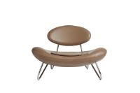 Billede af Woud Meadow Lounge Chair SH: 37 cm - Envy Leather Nougat/Chrome