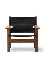 Billede af Fredericia Furniture 2031 The Canvas Chair af Børge Mogensen SH: 41,5 cm - Sort Canvas/Røget Eg