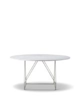 Billede af Fredericia Furniture JG Spisebord Ø: 140 cm - White Carrara/Børstet Rustfrit Stål 