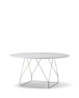 Billede af Fredericia Furniture JG Spisebord Ø: 140 cm - White Carrara/Børstet Rustfrit Stål 