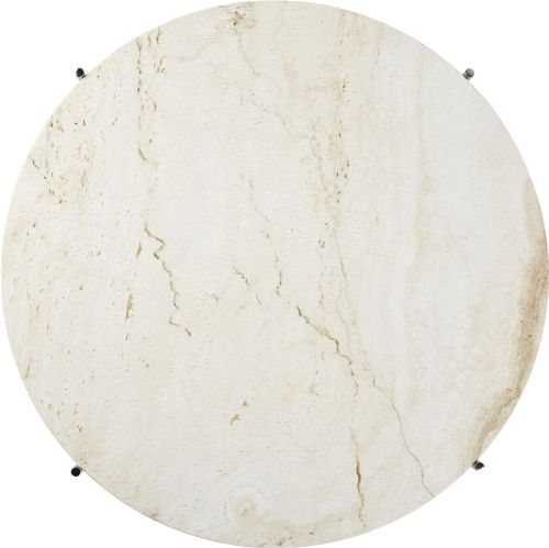 GUBI TS Coffee Table Ø: 80 cm - Polished Steel/Neutral White Travertine