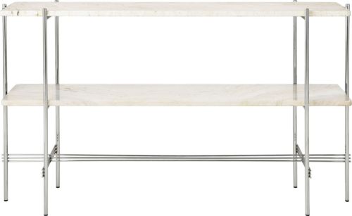 GUBI TS Console 120x30 cm - Polished Steel/Neutral White Marble
