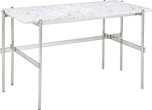 GUBI TS Desk 120x60 cm - Polished Steel/White Carrara Marble 