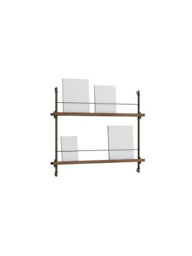 Moebe Magazine Shelving 73x85 cm - Smoked Oak/Pine Green