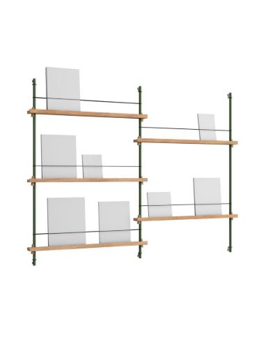 Moebe Magazine Shelving 123x162 cm - Oak/Pine Green