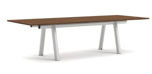 HAY Boa Table 1100 280x110x75 cm - Metallic Grey/Walnut Lacquered Veneer