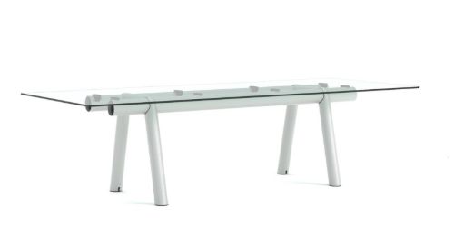 HAY Boa Table 1100 280x110x75 cm - Metallic Grey/Clear Glass