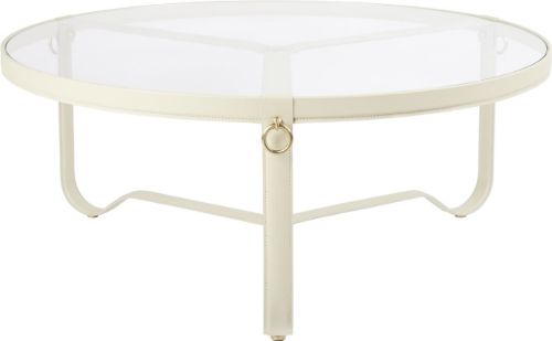 GUBI Adnet Coffee Table Ø: 100 cm - Cream Leather