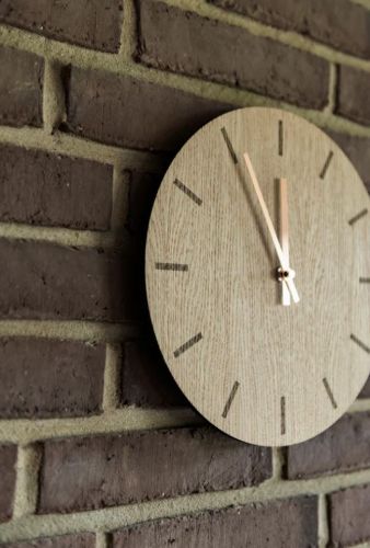 Hemverk Vægur Ø: 38 cm – Light Oak/Silver