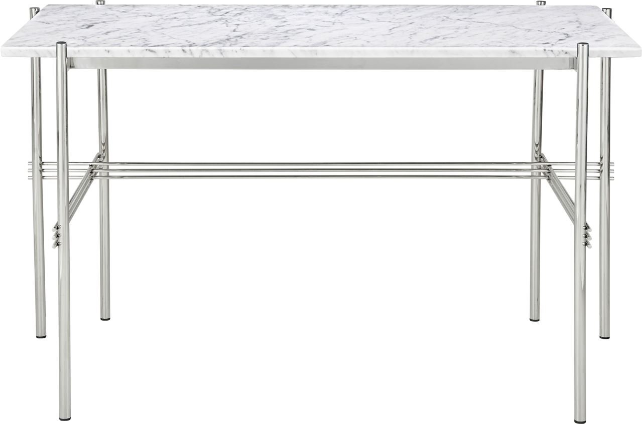 Billede af GUBI TS Desk 120x60 cm - Polished Steel/White Carrara Marble 