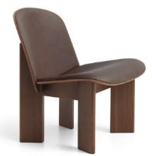 Billede af HAY Chisel Lounge Chair Polstret SH: 39 cm - Black Lacquered Oak/Sense Leather Dark Brown