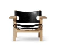 Billede af Fredericia Furniture 2226 Den Spanske Stol af Børge Mogensen SH: 33 cm - Sort Læder/sæbebehandlet eg
