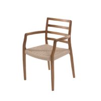 Billede af J.L Møllers Møbelfabrik Stol Model 68 SH: 44 cm - Valnød/Natur Flet