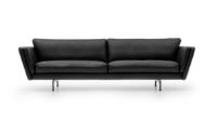 Billede af Mogens Hansen MH GRASP XL Sofa  L: 243 cm - Sort Baltique Luksuslæder/Runde Ben i Børstet Stål