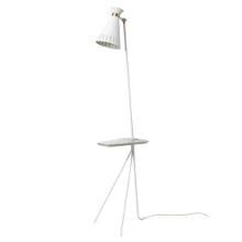 Billede af Warm Nordic Cone Floor Lamp With Table H: 144 cm - Clear White/Marble