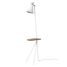 Billede af Warm Nordic Cone Floor Lamp With Table H: 144 cm - Clear White/Teak